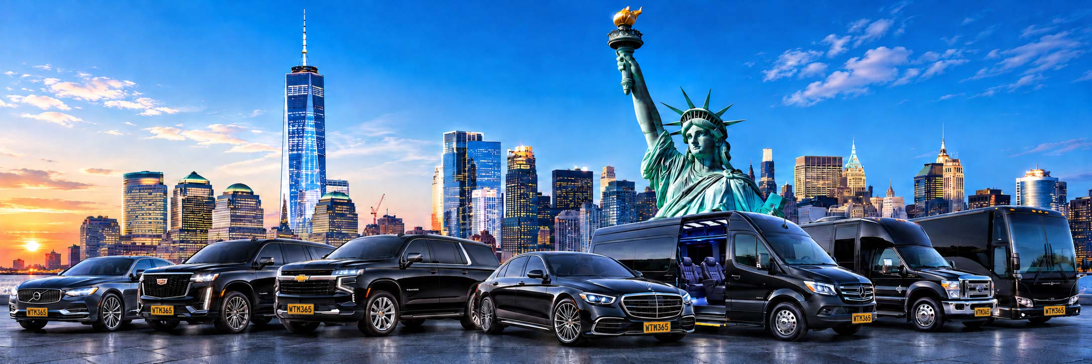 The WTM365 fleet: luxury sedans, SUVs, executive and Sprinter vans, minibuses and motor coaches