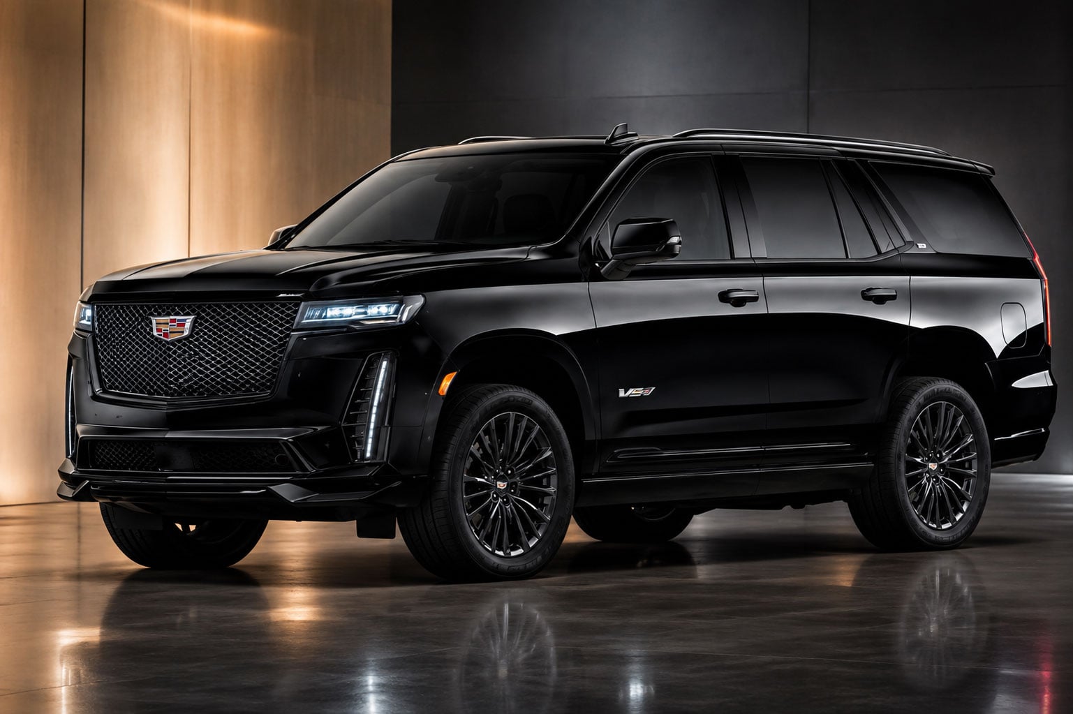 Black Cadillac Escalade SUV used for airport transportation