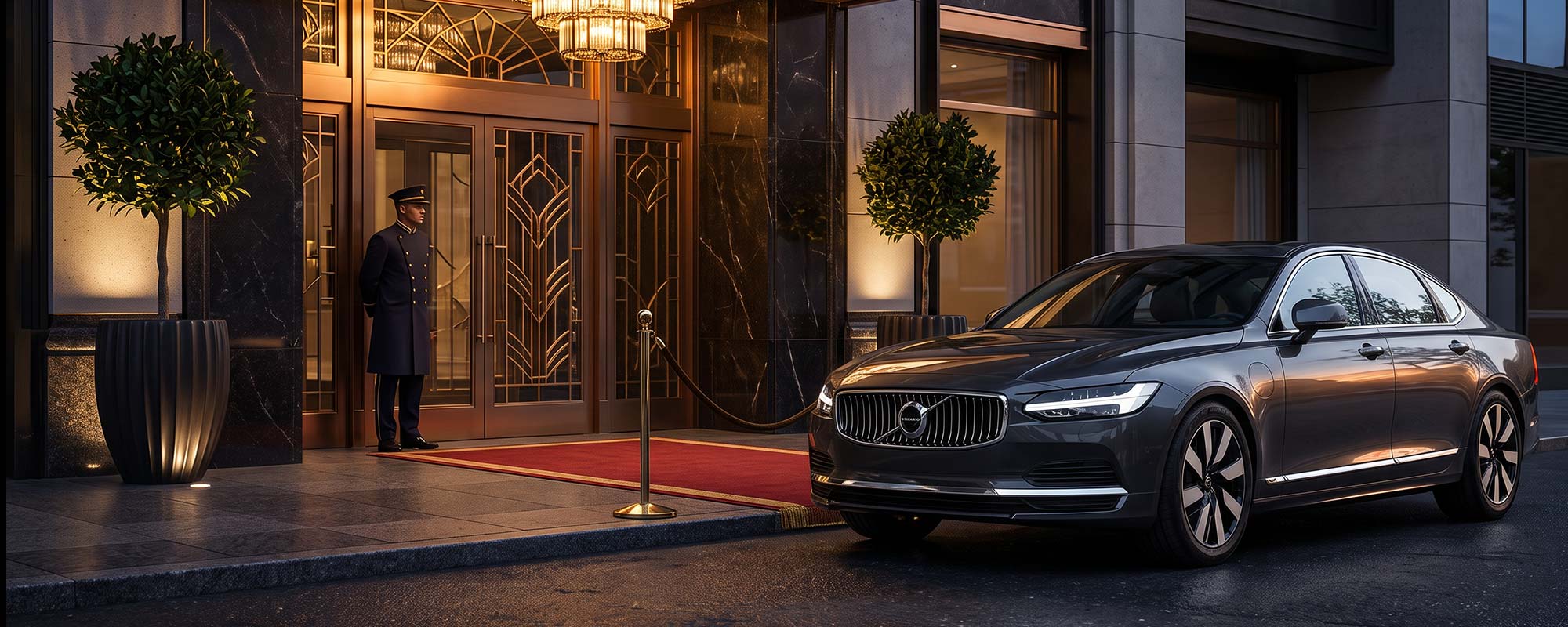 Luxury SUV waiting outside a Manhattan hotel