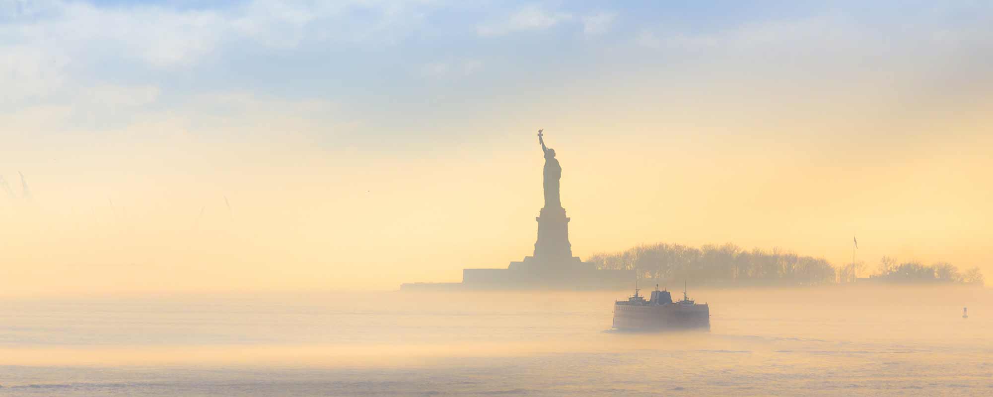 The Staten Island Ferry crossing New York Harbor