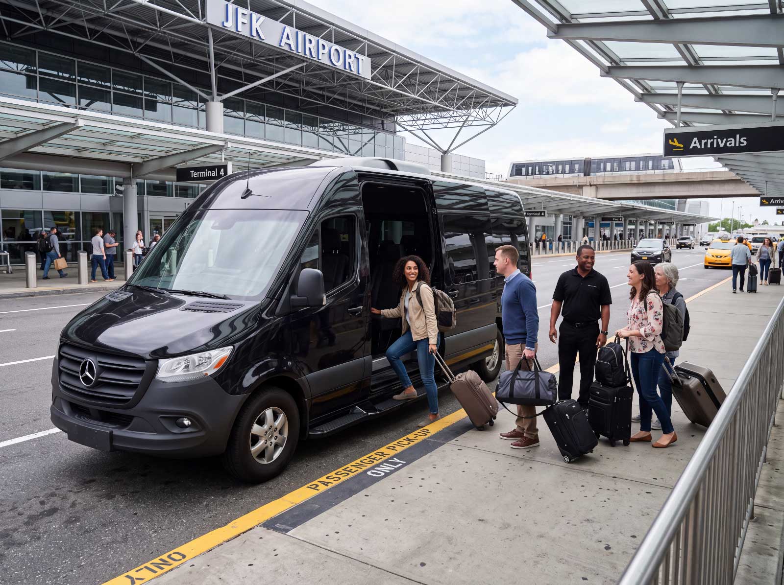 Sprinter van collecting passengers at JFK Airport