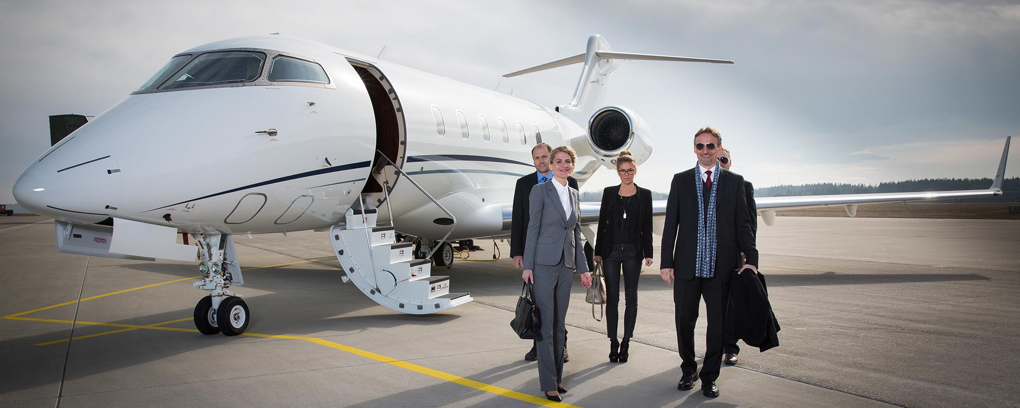 Passengers boarding a private jet